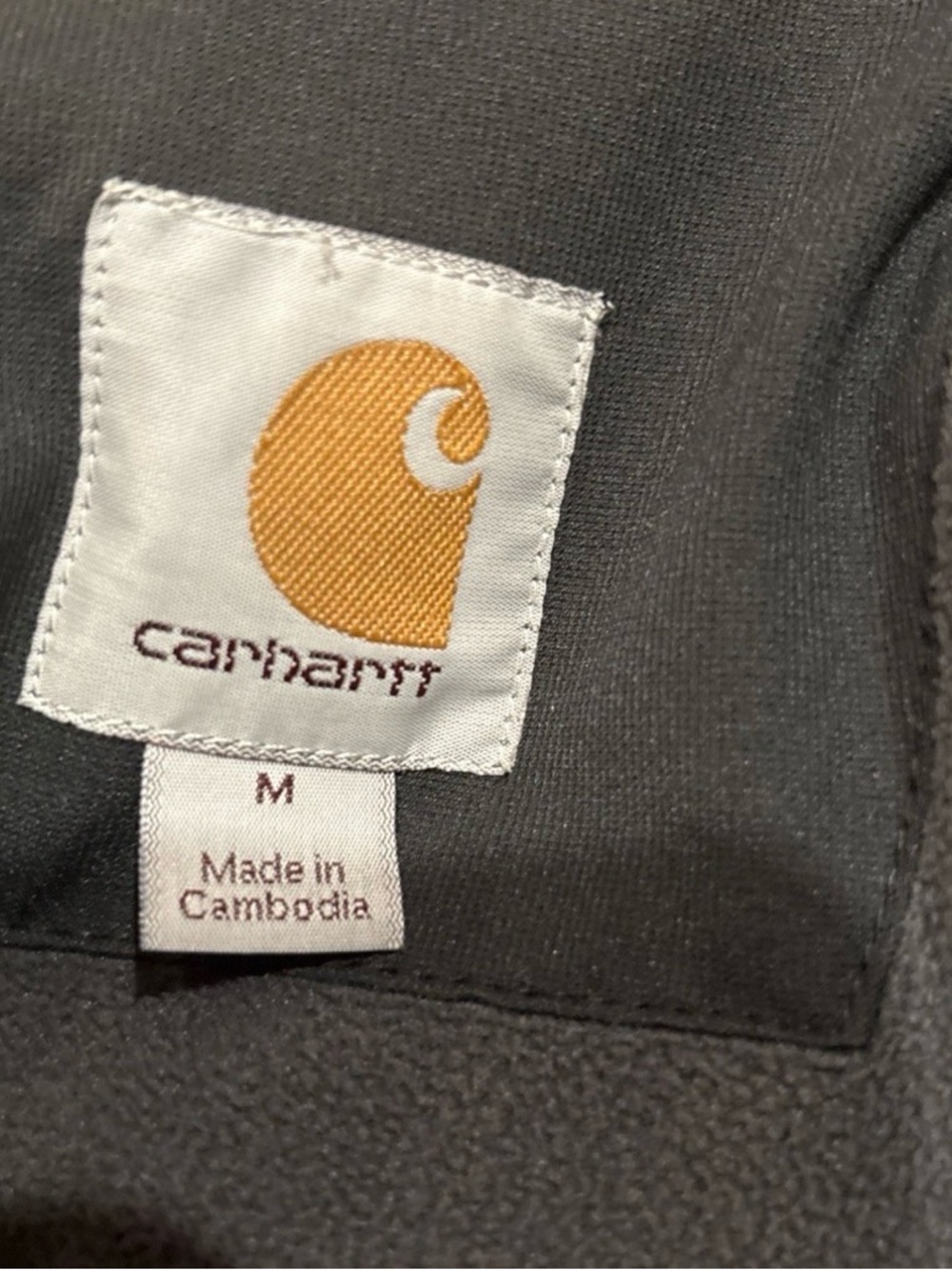 Carhartt Medium Men’s Soft Shell Jacket Lightly Lined Fleece Zipped in Black - Picture 3 of 5